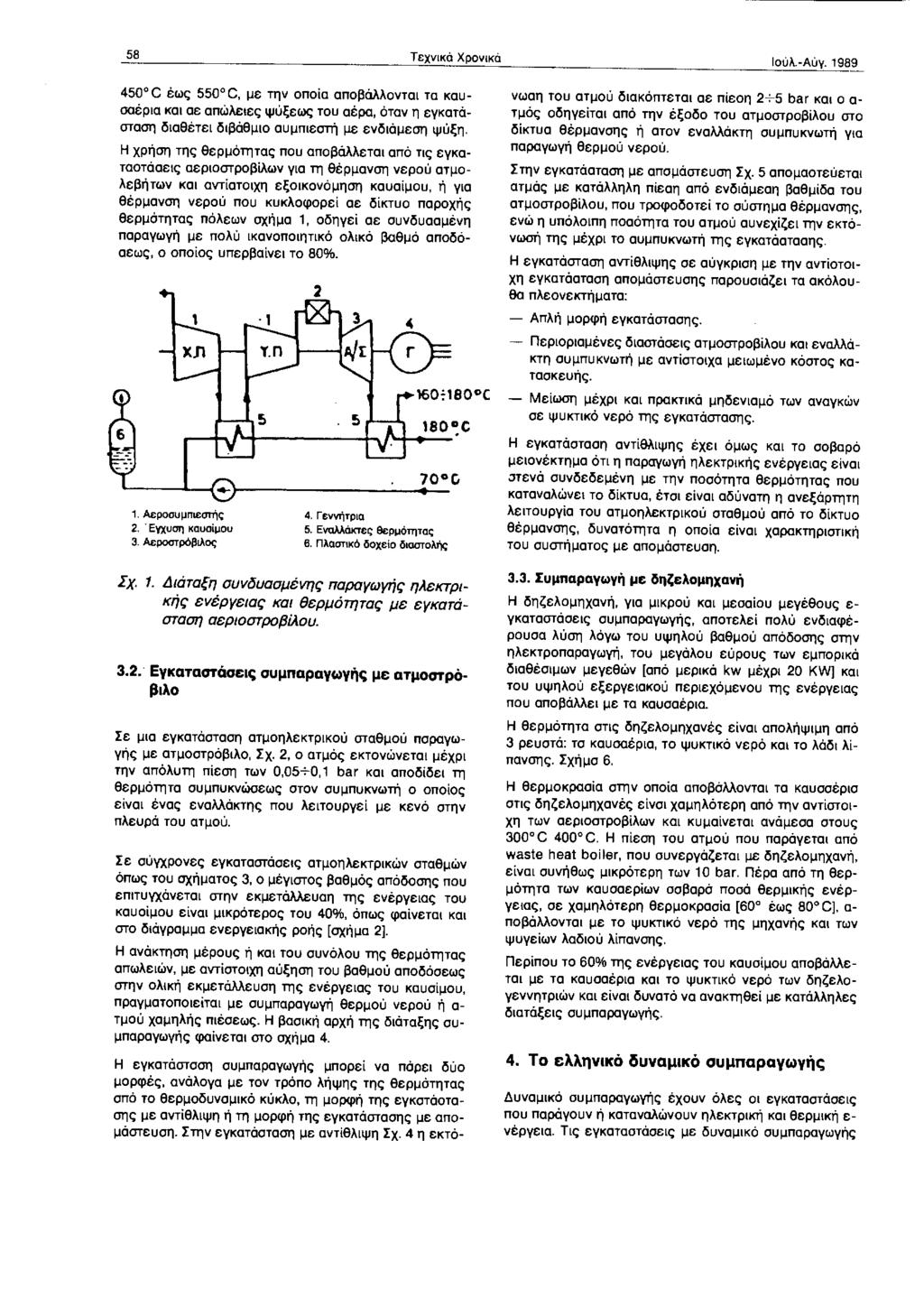 58 Τεχνικά Χρονικά Ιοuλ-Αuγ. 1989 450' C έως 550' C, με την οποία αποβάλλονται τα καυσαέρια και σε απώλειες ψύξεως του αέρα, όταν η εγκατάσταση διαθέτει διβάθμιο συμπιεστή με ενδιάμεση ψύξη.
