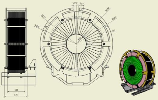 дебљину од 134 mm [71], овај калориметар намењен је за детекцију честица расејаних под веома малим угловима, у угаоном опсегу 31 77 mrad.