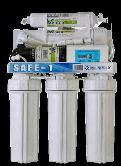 REVERSE FILTRATION OSMOSIS SAFE-1 Πρόκειται για ένα από τα πιο αξιόπιστα συστήματα αντίστροφης όσμωσης 5 σταδίων, με ενσωματωμένο πιεστικό μηχάνημα και αγωγιμόμετρο.