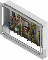 Consumption metering module «VARIO» for heating/cooling and domestic water systems supplied in metallic frame with opposite inlets/outlets. ΚΩΔ.