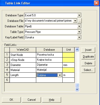 _ Во Table Link Editor го поврзуваме Excel
