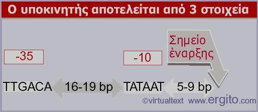 12 bp ειδικό σήμα (4 12 = ~17X10 6 ) Εικόνα 9.27 TTGACA---------17--------TATAAT----7---Pu (Ιδανικός υποκινητής) Εικόνα 9.