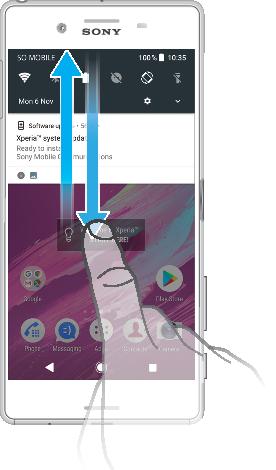 Στη γραμμή κατάστασης Στον πίνακα ειδοποιήσεων Στην οθόνη κλειδώματος Στο εικονίδιο εφαρμογών Για να ανοίξετε ή να κλείσετε τον πίνακα ειδοποιήσεων 1 Για να ανοίξετε τον πίνακα ειδοποιήσεων, σύρετε