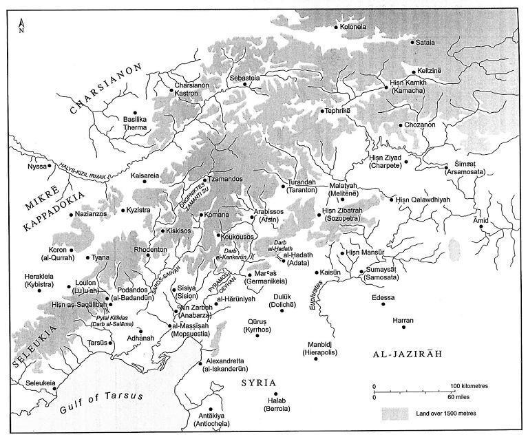Χάρτης 4: Το ανατολικό σύνορο του Βυζαντίου (περ. 700-950).