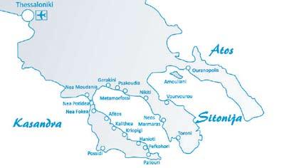 ЛЕТО 2010. Полуострво Халкидики налази се југоисточно од Солуна и највеће је у Северној Грчкој.