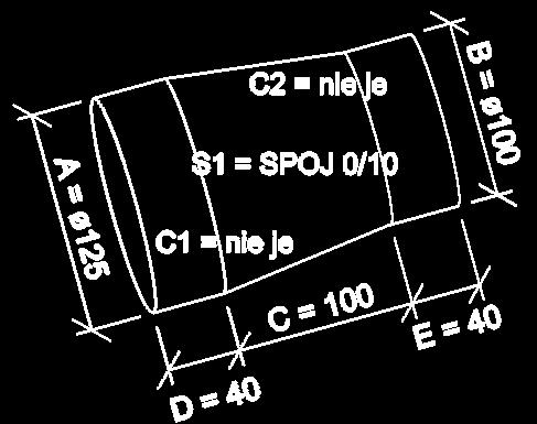 ..1ks Rozmer C: Celková dĺžka:l=c+d+e 100mm pre øa 200mm Sklad Apiagracenové: 200mm pre øa>200mm 125/100 160/125, 160/100