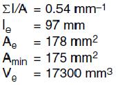 Σχήµα 4.47 Γεωµετρία του πυρήνα Ε42 [29] Τα µαγνητικά χαρακτηριστικά του πυρήνα είναι τα εξής: Πίνακας 4.4 Μαγνητικά χαρακτηριστικά πυρήνα Ε42 [29] Από την εξίσωση (4.
