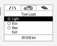 Επιλέξτε Light (Λυχνία) για πίεση άνεσης έως τρία άτομα. Eco για πίεση Eco έως τρία άτομα. Max (Μέγ.) για πλήρες φορτίο.