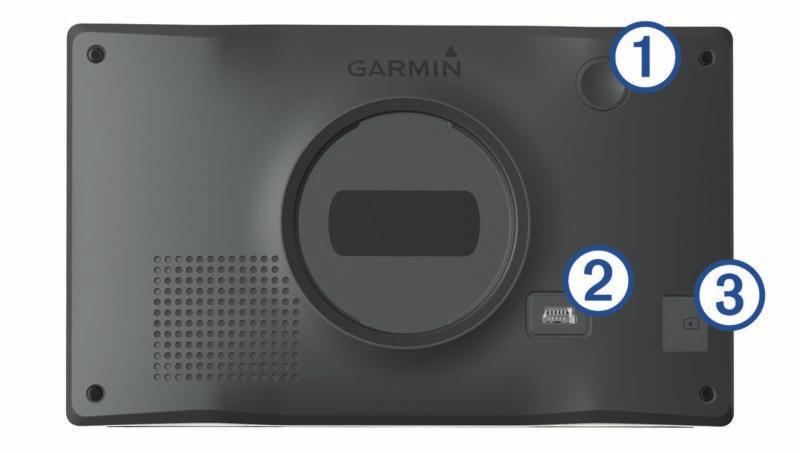 Garmin DriveSmart Παρουσίαση συσκευής Garmin Drive 50 À Á Â Πλήκτρο λειτουργίας Θύρα mini-usb τροφοδοσίας και δεδομένων Υποδοχή κάρτας μνήμης χάρτη και δεδομένων Garmin DriveSmart Παρουσίαση συσκευής
