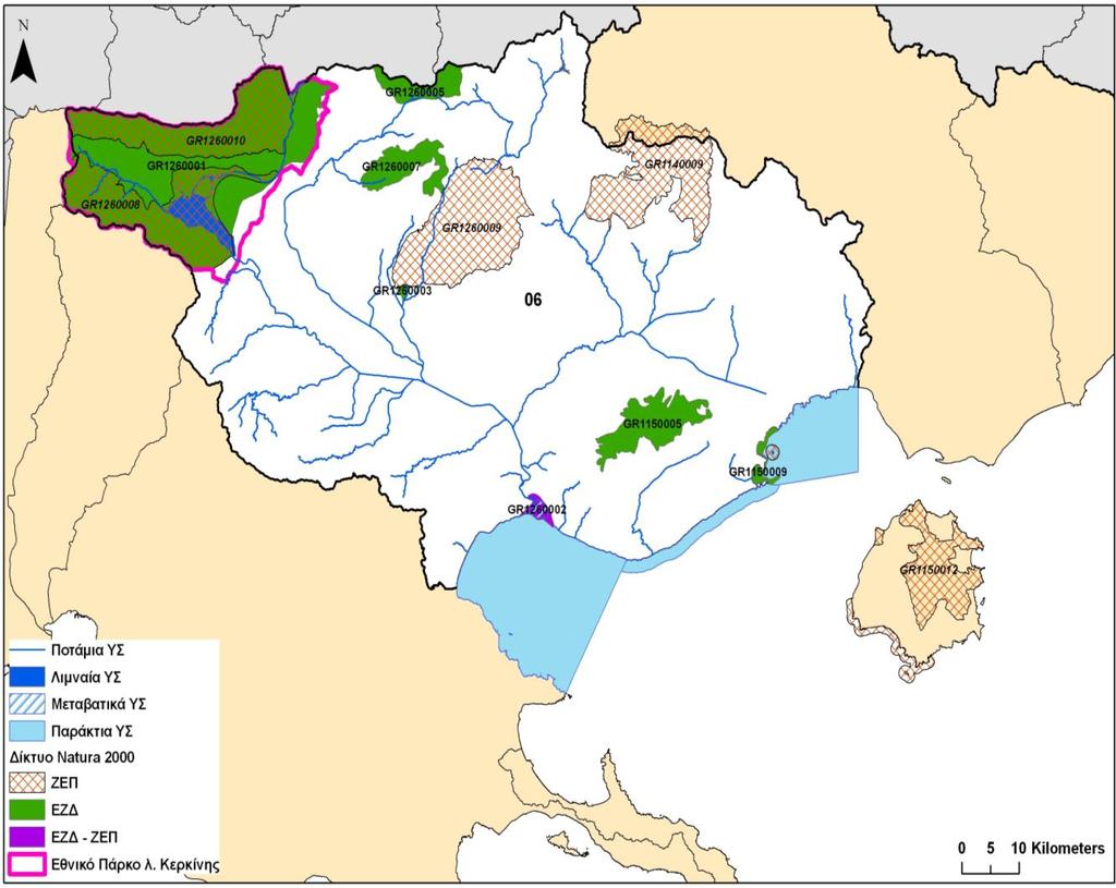 Σχήμα 7-1 Περιοχές του Δικτύου Natura 2000 που