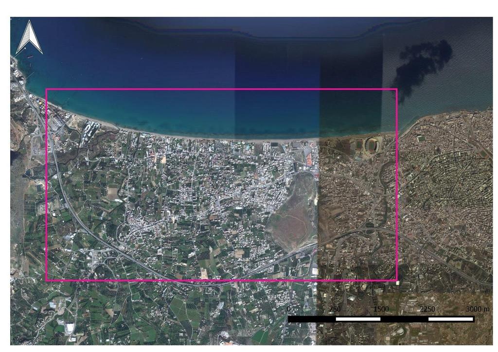 περίπου 9 km δυτικά του κέντρου του Ηρακλείου και έχει μόνιμο πληθυσμό περίπου 12.606 (ΕΛ.ΣΤΑΤ., 2011), ο οποίος κατά τη διάρκεια της περιόδου των θερινών διακοπών σχεδόν διπλασιάζεται.