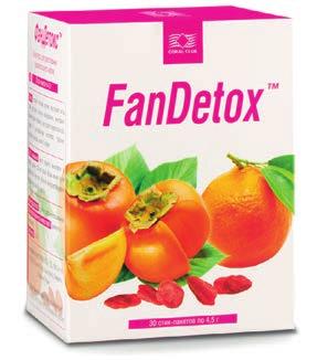 FanDetox cod 91663/91675 prezentare 10/30 pachețele-s ck a câte 4,5 g stick (4,5g): indulcitori: dextrina, glucoza, xilitol; extract uscat din fructe de Diospyros kaki 0,28g, extract uscat din fructe