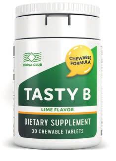 Tasty B cod 2143 prezentare 30 comprimate Vitamina B1... 1,1 mg Vitamina B2... 1,4 mg Niacina... 16 mg Vitamina B6... 1,4 mg Acid folic... 200 mcg Vitamina B12... 2,5 mcg Biotina.