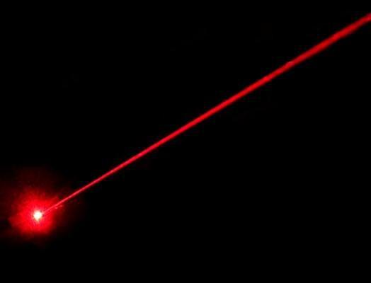 Η πηγή ακτίνας laser στρέφεται με μεγάλη ω.