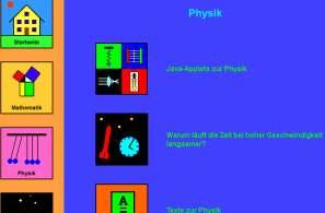 2. Web страница http://www.walter-fendt.de под опцијом Phusyk нуди низ аплета за физику уз опцију избора језика (има и српски). Слика 5: Приказ прве странице сајта http://www.walter-fendt.de Аплети који се нуде су објашњени уз кратке инструкције за употребу.
