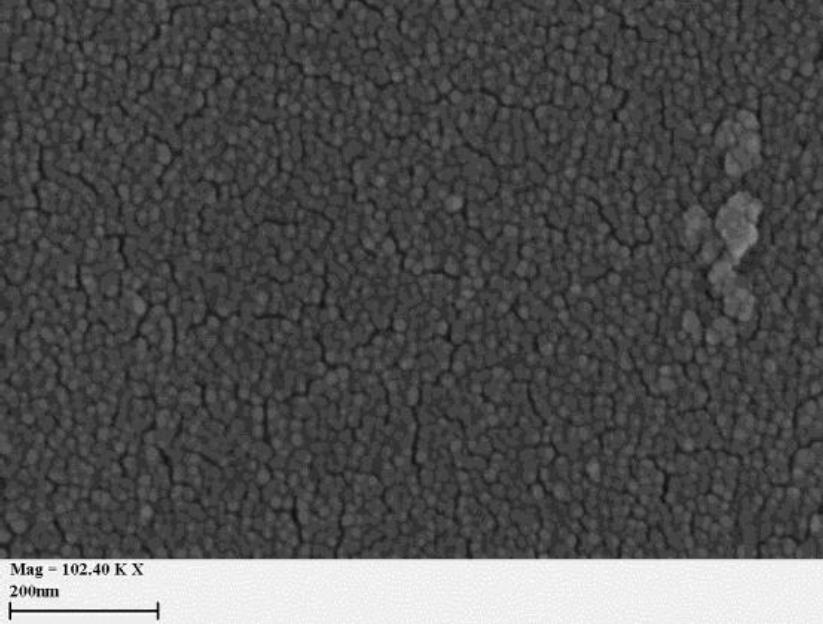 Από τις εικόνες μικροσκοπίου ηλεκτρονικής σάρωσης (SEM) φαίνεται ότι το διοξείδιο του τιτανίου έχει 17 nm νανοσωματίδια, τα οποία σχηματίζουν μια πολύ ομοιόμορφη δομή.
