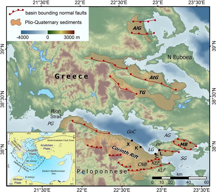 M. Charalampakis et al. / Marine Geology 351 (2014) 58 75 59 Fig. 1. Simplified map of tectonic grabens on the eastern Hellenic Peninsula (faults and grabens after Doutsos and Kokkalas, 2001).
