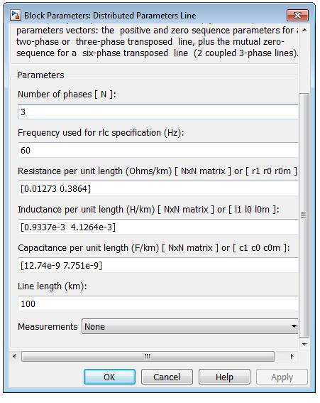 عالوه بر قابلیت تعریف خصوصیات خط در پنجره تنضیمات بلوک Powergui دارای یک ابزار گرافیکی است که توانایی محاسبه مقاومت اندوکتاس و کاپاسیتانس خط در واحد طول با توجه به خصوصیات هادی و ابعاد هندسی را دارد.