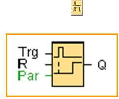 شکل ٣0-2 شماي گرافیکی تايمر تاخیر در وصل ماندگار به همراه دياگرام زمانی - تایمر پالسی Relay( : Pulse Output(Wiping با فعال شدن پايه Trg همزمان خروجی يک می شود و تايمر شروع به شمارش می کند و بعد از