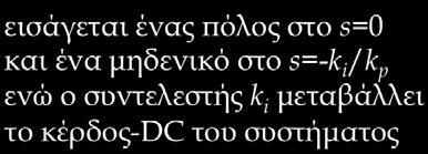 Αναλογικός - Ολοκληρωτικός Ελεγκτής - PΙ Αναλογικός - Ολοκληρωτικός Ελεγκτής - PΙ Παραγοντική συνδεσµολογία ελεγκτή PI r () e () Παραγοντική Συνδεσµολογία Ελεγκτή PI b () Παράλληλη Συνδεσµολογία