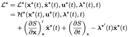 Ορίζουμε τη Χαμιλτονιανή H* (που καλείται επίσης συνάρτηση H του Pontryagin) στο σημείο της βέλτιστης συνθήκης ως εξής όπου Τότε, εκφράζοντας τη
