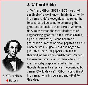 J. Wllard Gbbs J. Wllard Gbbs (1839-1903) nje bo posebno poznat u svoje vreme mada su ga tada mnog smatral jednm od najvećh naučnka rođenh u Amerc. On je bo prv doktor tehnčkh nauka na Unverztetu Jel.