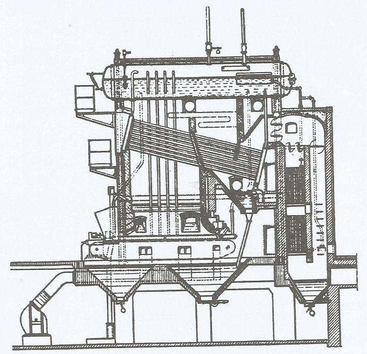 υδραυλών κυκλοφορούσε το καυσαέριο το οποίο μετέφερε ποσά θερμότητας στο νερό των αυλών, για να πραγματοποιηθεί στη συνέχεια ο βρασμός στο νερό του τυμπάνου.