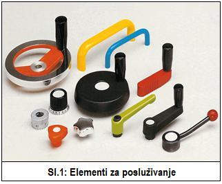 4. Elementi za posluživanje Elementi za posluživanje prenose silu i gibanje poslužitelja na dijelove naprave.