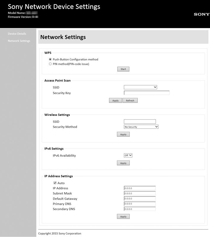 Ia mengambil masa kira-kira 2 minit (dalam sesetengah kes, 4 atau 5 minit). 4 Akses skrin [Sony Network Device Settings]. Mulakan pelayar dan masukkan URL berikut ke dalam bar alamat pelayar.
