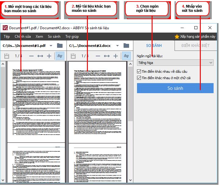 1. Mở ABBYY So sánh tài liệu, mở một phiên bản bạn muốn so sánh ở ô bên trái và phiên bản