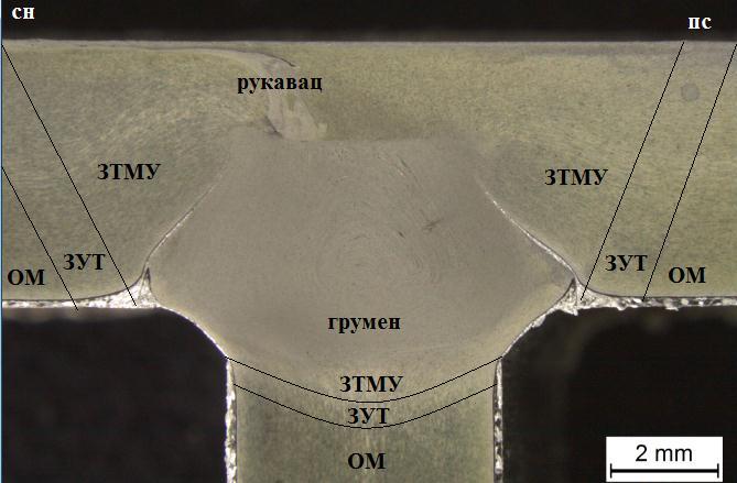 5.3.1. Макроструктура спојева од легуре 5052-Н32 Макроструктура спојева добијених у првој фази експерименталног рада разматрана је само на два споја (проба 2.