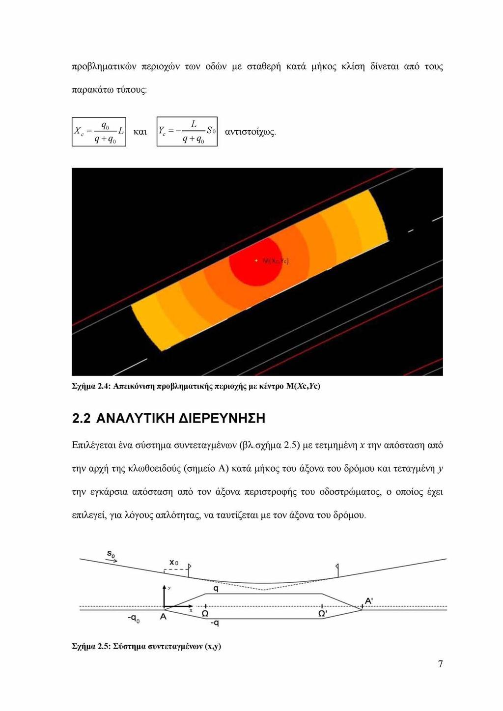 προβληματικών περιοχών των οδών με σταθερή κατά μήκος κλίση δίνεται από τους παρακάτω τύπους: q + q0 και Y = - S o q + qo αντιστοίχως. Σχήμα 2.