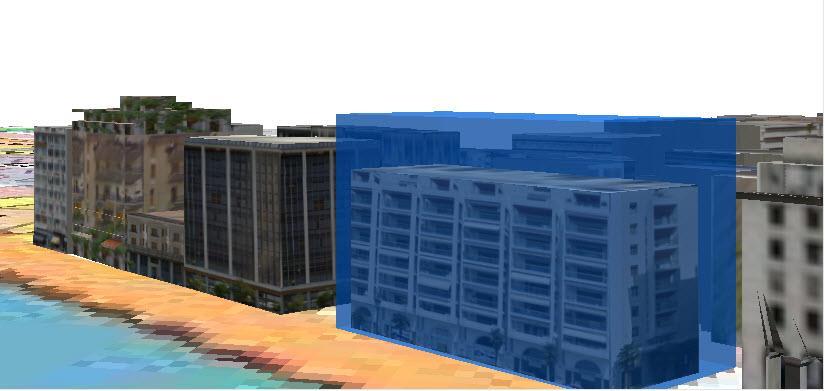 Εικόνα 98: Έλεγχος υπέρβασης ύψους κτιρίου (Πηγή: Ιδία επεξεργασία) Μια άλλη εφαρμογή πολύ χρήσιμη για τη χωρική ανάλυση είναι η εμφάνιση των χρήσεων ανά όροφο σε κάθε μοντέλο κτιρίου και ο