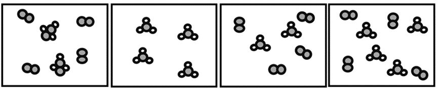 62. Σε κλειστό δοχείο εισάγονται ορισμένες ποσότητες αερίων Α 2 και Β 2 όπως φαίνεται στο διπλανό σχήμα, τα οποία αντιδρούν σύμφωνα με την χημική εξίσωση: Α 2 (g) + 3Β 2 (g) 2AB 3 (g) Όταν