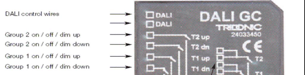 DALI-GC (grupi kontrollija): Adresseerib ja paneb DALI -seadmed tööle Lisab ja