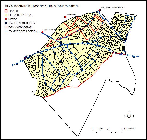 Δήμου πάνω από 50km και αριθμό στάσεων άνω των 100. Κάθε γραμμή διέρχεται από έναν ή δυο σταθμούς μετρό ενώ καμία γραμμή δεν περνά από τον σταθμό μετρό του Χαλανδρίου.