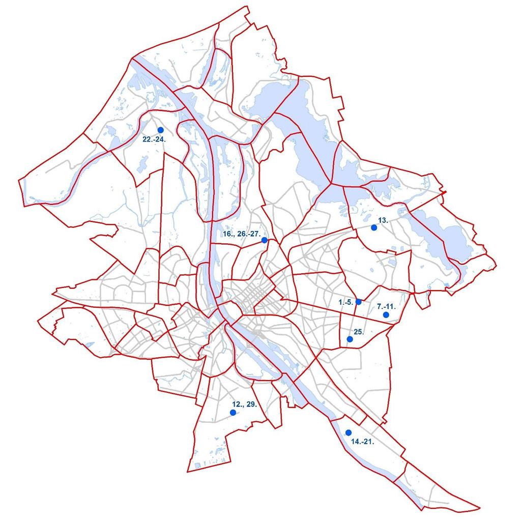 6. attēls. SIA Rīgas pilsētbūvieks īpašumā esošo zemesgabalu izvietojums Rīgā 26 29.tabula. SIA "Rīgas pilsētbūvnieks" īpašumā esošo brīvo zemesgabalu maksimālie apbūves apjomi Nr.p k.