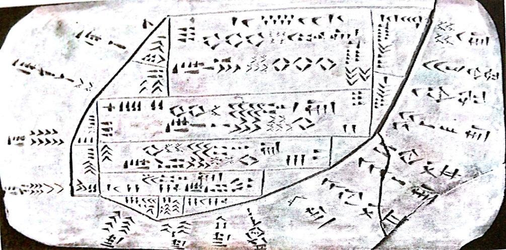 Εικόνα 4 Σφηνοειδής γραφή σε κτηματολογικό διάγραμμα [5] Εικόνα 5 Προϊστορικό τοπογράφημα από την Ασία [5] Κοντά στον Νείλο ποταμό, αναπτύσσεται ο Αιγυπτιακός πολιτισμός. Το 3100 π.χ.