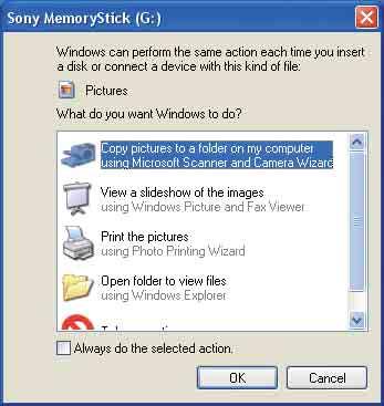 Αντιγραφή εικόνων στον υπολογιστή σας 1 Αφού κάνετε μια σύνδεση USB στο στάδιο 2, κάντε κλικ στο [Copy pictures to a folder on my computer using Microsoft Scanner and