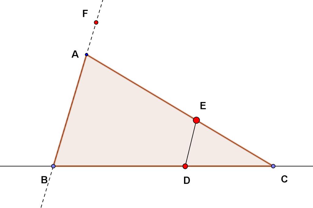 TEOREMA LUI MENELAUS IN PLAN SI SPATIU 3 Aplicand teorema lui Menelaus pentru ABC si transversala D E F, rezulta F A DB EC =. Folosind si (.) deducem F B DC EA F A F B = F A F B.