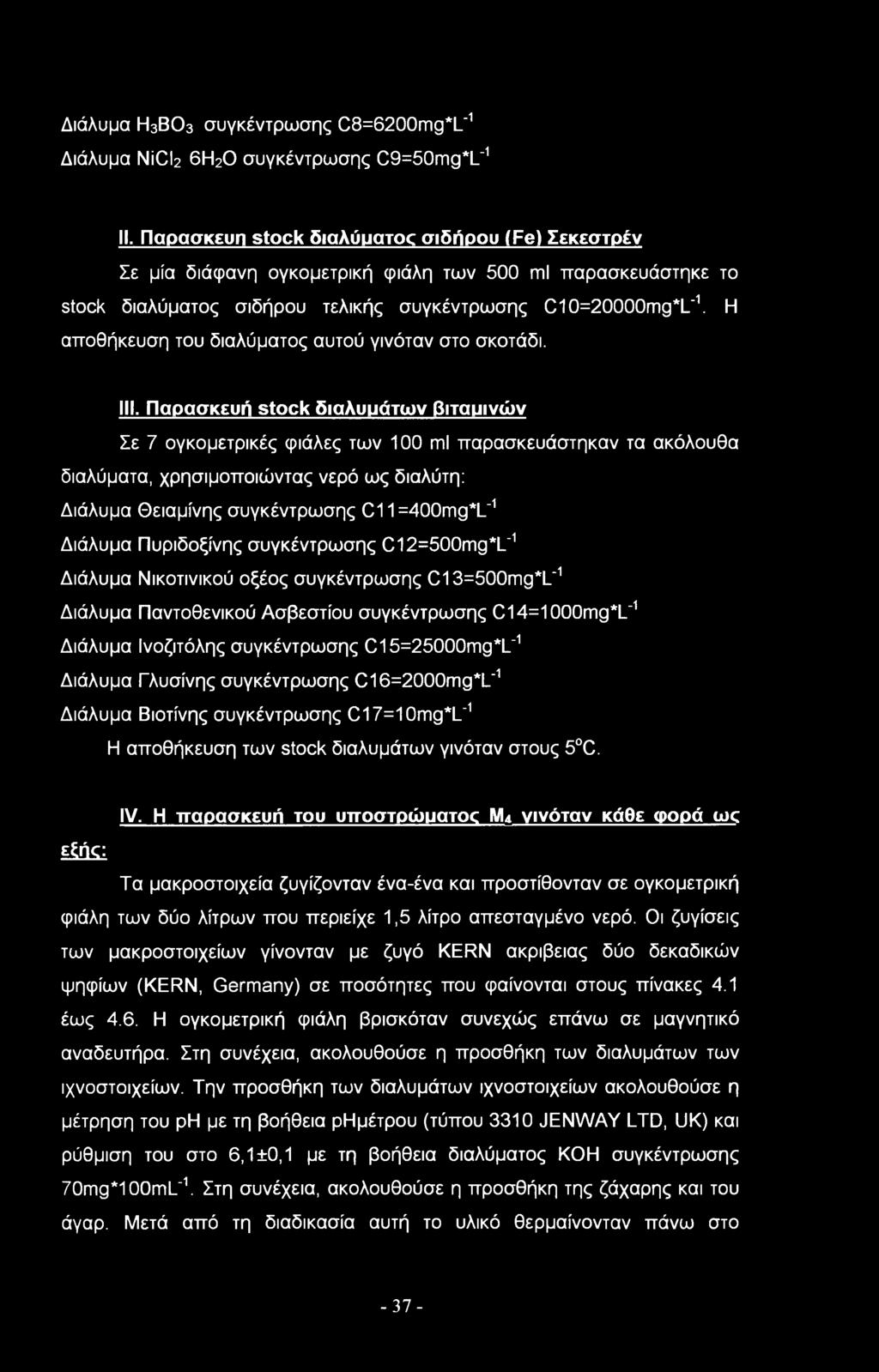 Η αποθήκευση του διαλύματος αυτού γινόταν στο σκοτάδι. III.