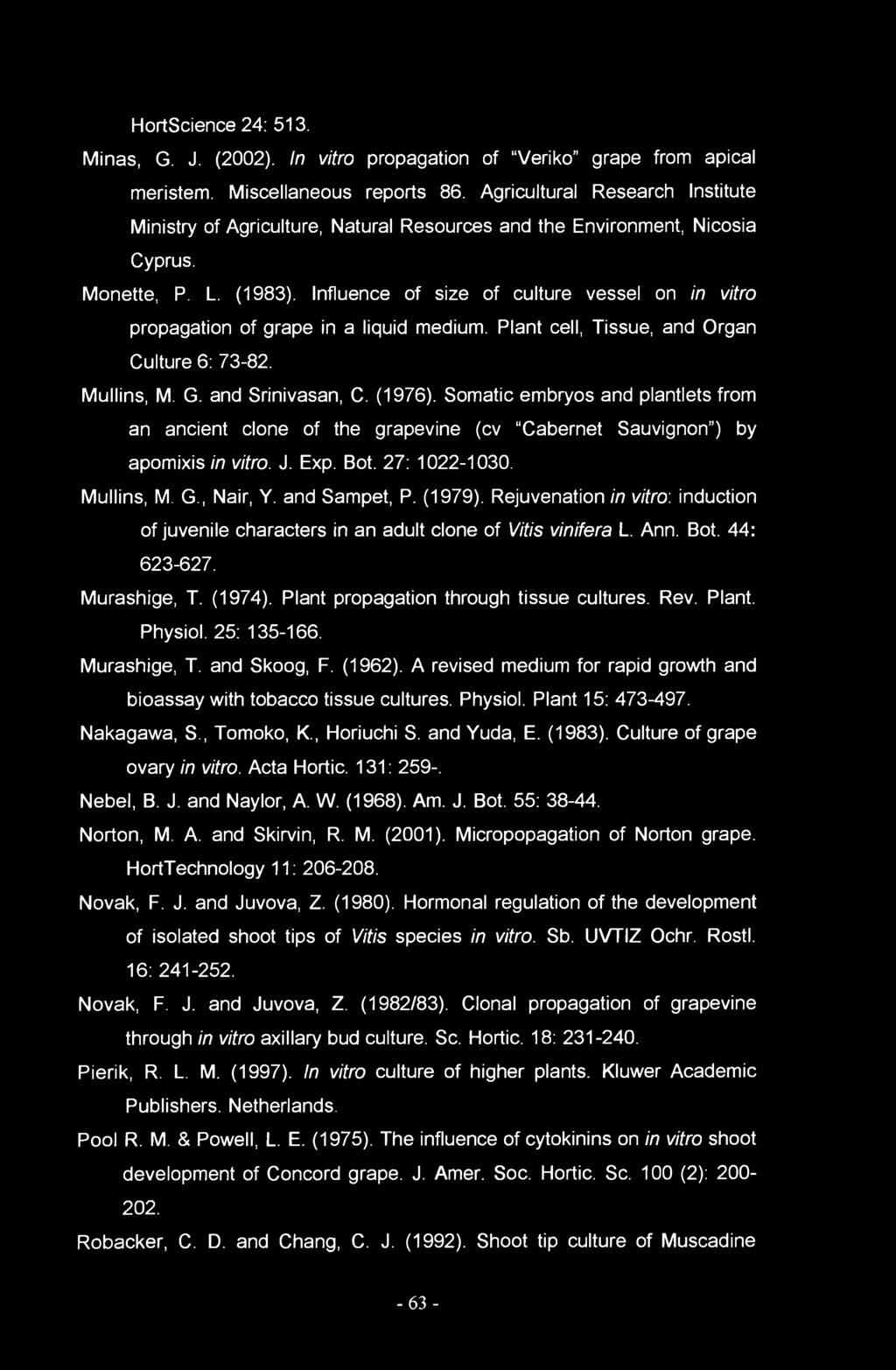 HrtScience 24: 53. Minas, G. J. (2002). In vitr prpagatin f Verik grape frm apical meristem. Miscellaneus reprts 86.