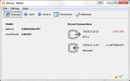 Εικόνα 6 «bitcoin core wallet» [vi] Υπάρχουν και αλλά desktop wallets, με διάφορα χαρακτηριστικά, όπως το multibit που λειτουργεί σε windows, Mac, Linux.