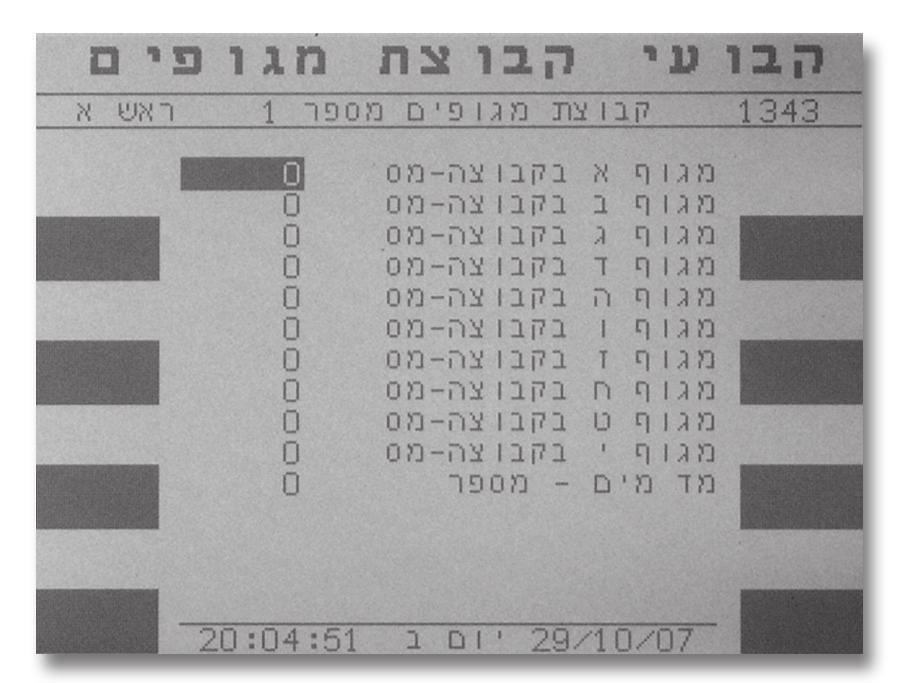 4. הפעלה מתקדמת הסבר למסך (מסך 10 רכיבים): מסך נתונים (לא לתכנות) מצב קבוצת מגופים (לא מוגדר, פעילה, שגויה) ספיקה נוכחית (ק/ש): הספיקה הנמדדת לכל מגופים הקבוצה ביחד.