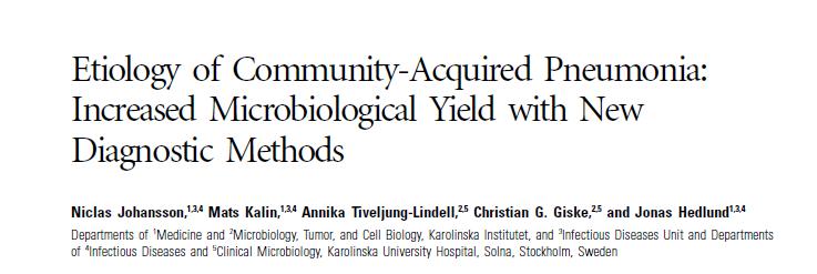 Α microbial etiology could be identified for 67% of the patients (n=124). For patients with complete sampling, a microbiological agent was identified for 89% of the cases.