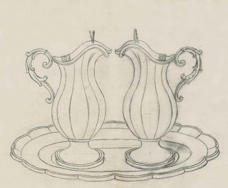 Јелена Пераћ 5. Нацрт за два ибрика на послужавнику, 1850 1860. Музеј примењене уметности, Београд 5. Design for two ibrik coffee pots on tray, 1850 1860.