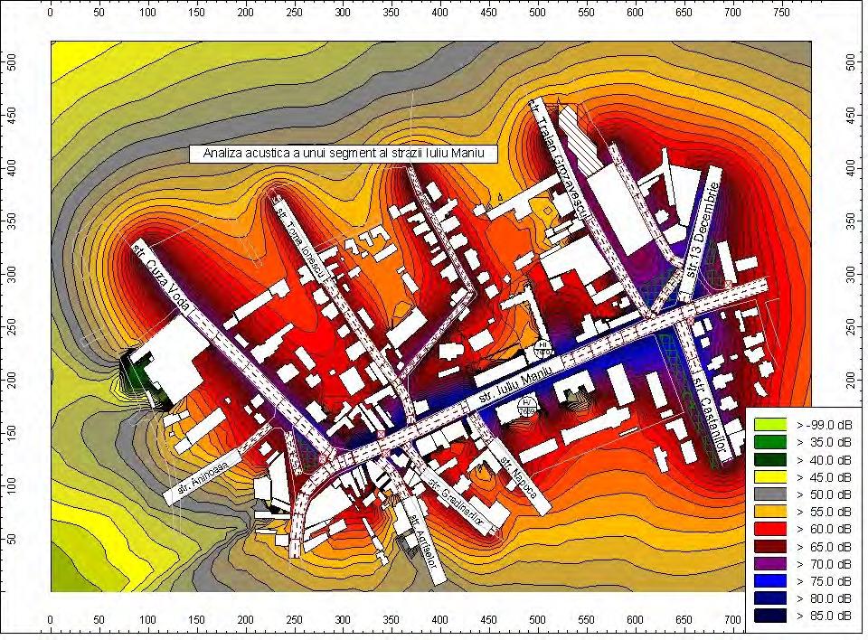 38 Exemplu: Analiza poluării fonice într-o zonă centrală a Municipiului Braşov Poluarea fonică la nivelul polului de creştere Plecând de la concluziile măsurătorilor de zgomot ambiental în interiorul