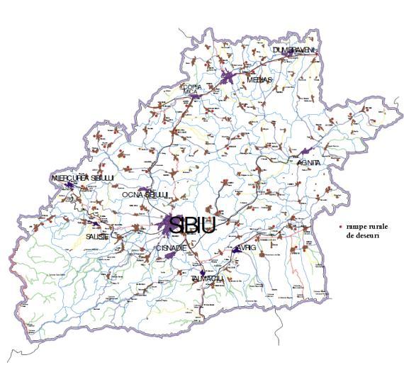Depozite rurale şi municipale existente în judetul Sibiu; Sursa: S.C. Interdevelopement. S.R.L. Cea mai mare cantitate de deşeuri industriale este produsă de platforma industrială S.C. SOMETRA 