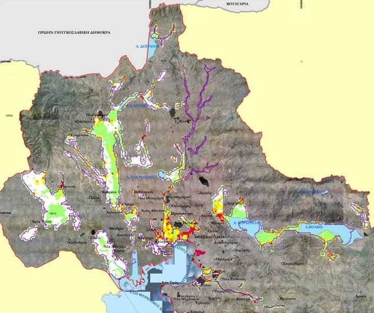 Εικόνα : Χάρτης Κινδύνου πλημμύρας Τ=100