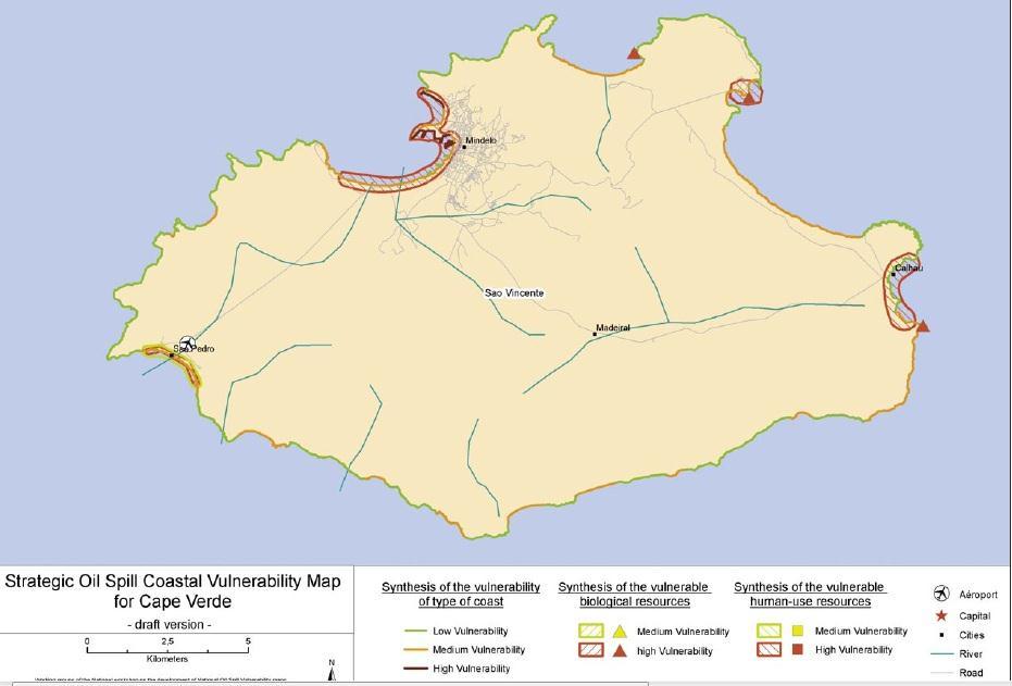Εικόνα 2-2: Δείγμα χάρτη περιβαλλοντικής ευαισθησίας (sensitivity map) περιοχής Cape Verde στο Πράσινο Ακρωτήρι (Πηγή: (IPIECA/IMO/OGP, 2011)) Σημείωση.